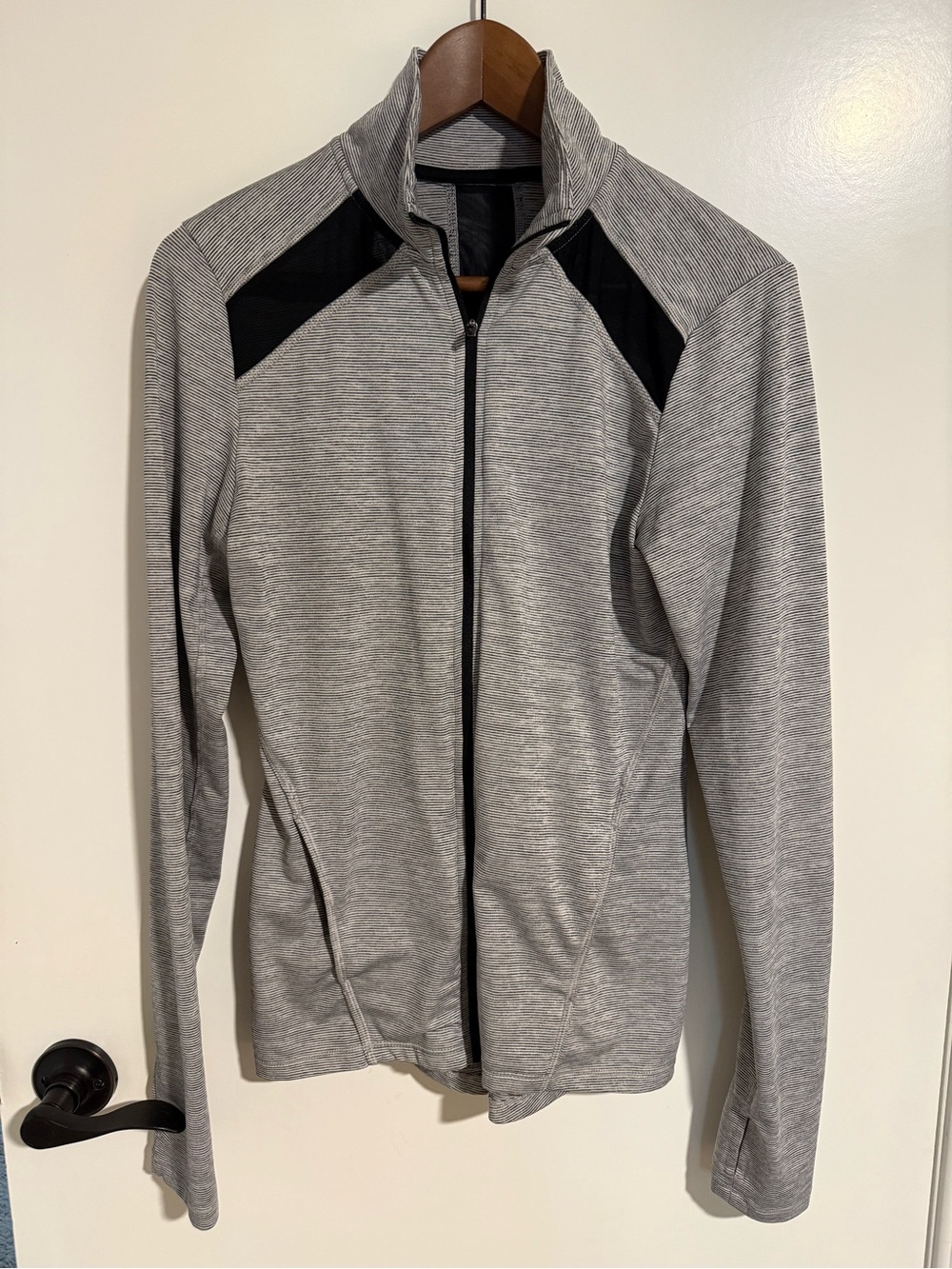 Champion Gray Zip-Up Athletic Jacket with Black Panels